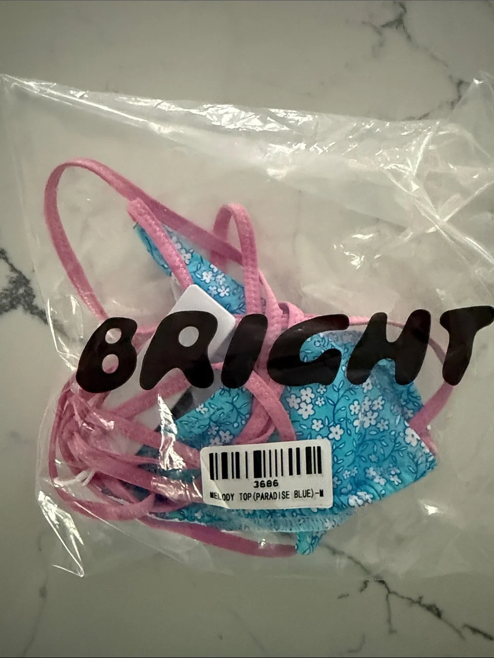 Women's Floral Bikini Top in Blue and Pink